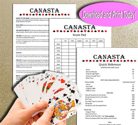beginner printable canasta cheat sheet customize  print