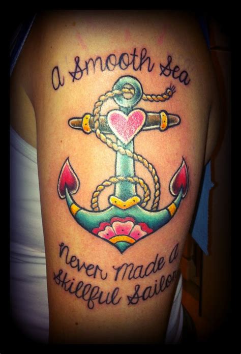 a smooth sea never made a skillful sailor girly anchor tattoo