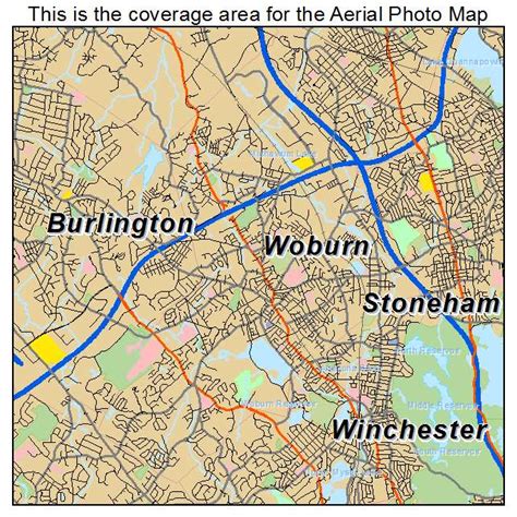 aerial photography map  woburn ma massachusetts