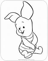 Baby Piglet Pooh Coloring Pages Sitting Down Disneyclips sketch template