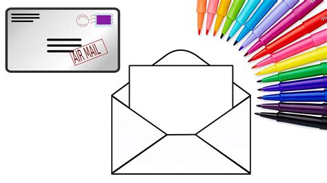 draw mail letter colouring book  kids learning coloring