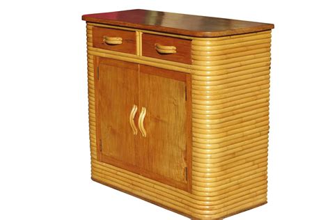 stacked rattan storage cabinet  mahogany top  sale  stdibs