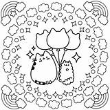 Pusheen Coloring Pages Print Cute Balloons Cats Raskrasil sketch template