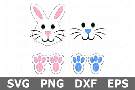 bunny face  feet  easter svg cut file