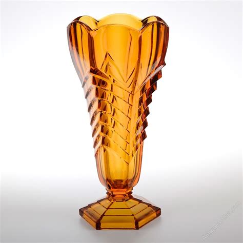 Antiques Atlas Art Deco Davidson Chevron Glass Vase