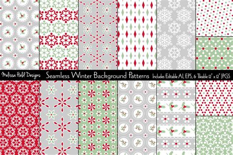 seamless winter background patterns custom designed graphic patterns