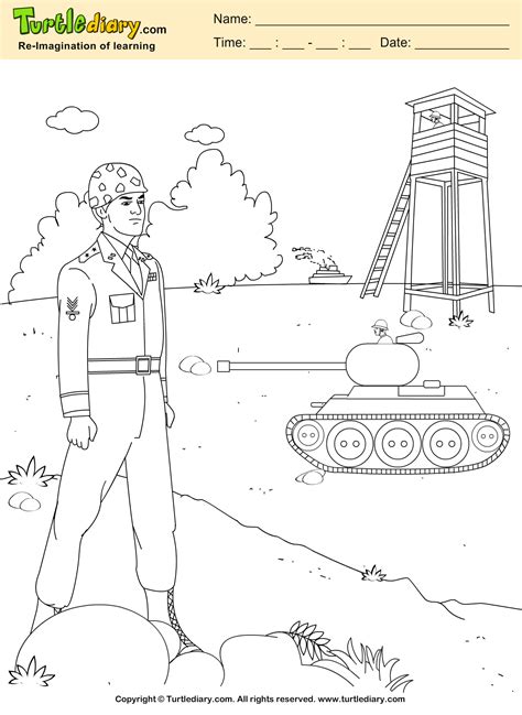 army coloring sheet turtle diary