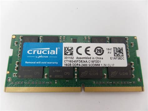 Crucial 16gb Ddr4 2400 Ct16g4sfd824a C16fdd1 Sodimm Ram Laptop Memory