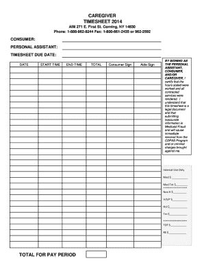 caregiver timesheet form fill   sign printable  template