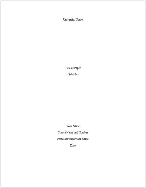 mla format cover page template
