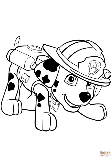 paw patrol coloring pages marshall  firetruck