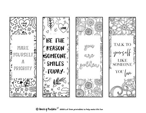 Free Printable Inspirational Bookmarks To Color Printable Templates