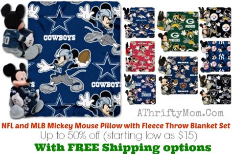 nfl and mlb mickey mouse pillow with fleece throw blanket set 50 off free shipping ~ sports fan