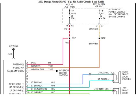 wiring diagram   radio    dodge ram  pickup