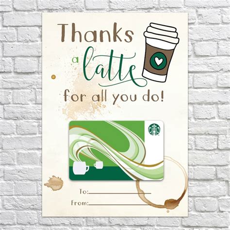 latte     printable gift card holder etsy