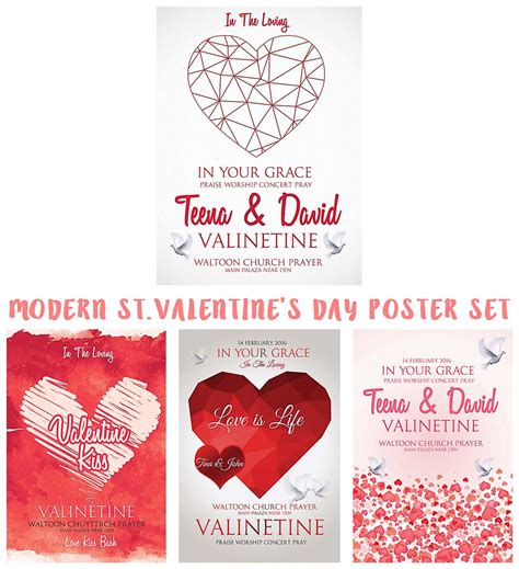 Modern Valentine S Day Poster Set Free Download