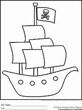 Pirate Ship Coloring Pages Kids Printable Template Simple Sheets Drawing Ships Boat Colouring Pirates Piraten Drawings Skabeloner Cartoon Kleurplaten Color sketch template