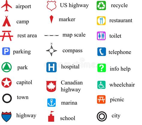 map symbols stock vector illustration  color element