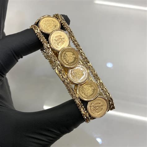 14k Gold Vintage Mexico Coin Bracelet Dos Y Medio Peso
