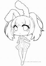 Chibi Lineart Neko Cute Paper Body Line Female Template Sketch Coloring Pages Deviantart Pose Group Templates sketch template