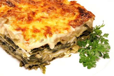 vegetarian lasagna  ricotta cheese  spinach filling stock photo colourbox