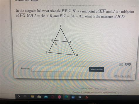 Answered In The Diagram Below Of Triangle Efg H… Bartleby