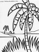 Coloring Pages Palm Tree Island Tropical Kids Printable Trees Cartoon Popular Coloringhome Related sketch template