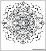 Pages Flower Lotus Mandala Coloring Color Adults Print sketch template