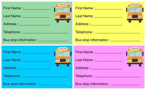 printable school bus  tags  tag templates templates printable
