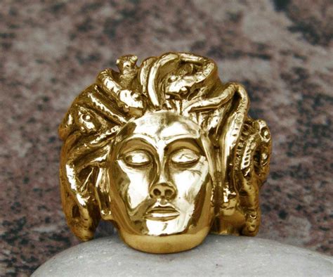 large solid  gold greek goddess medusa ring women mens  grams  sizes