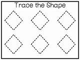 Tracing Shape Worksheets Diamond Rhombus Activities Prescho Rating sketch template