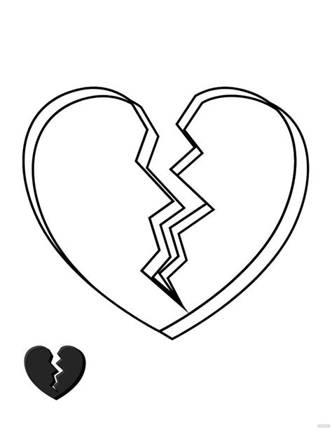 black broken heart coloring page    templatenet