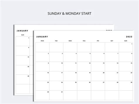 monthly planner printable calendar  landscape etsy