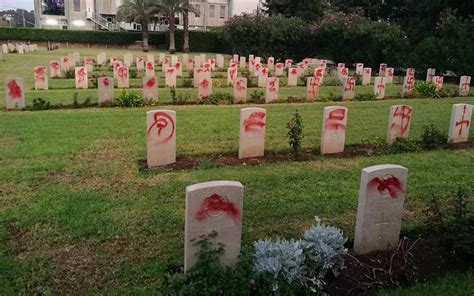 british military cemetery vandalized  swastikas  haifa  times  israel