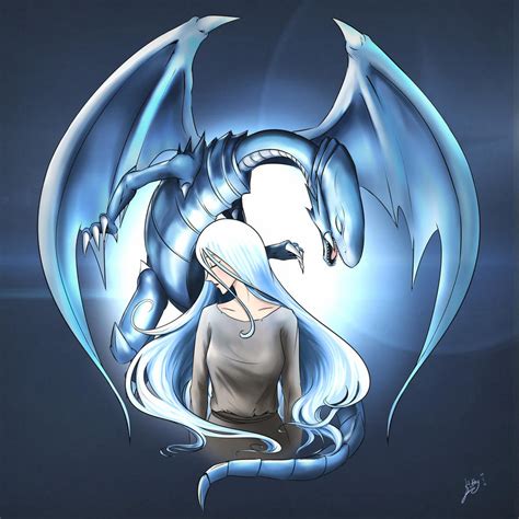 [fan art] kisara and blue eyes white dragon by slothyamphawa on deviantart