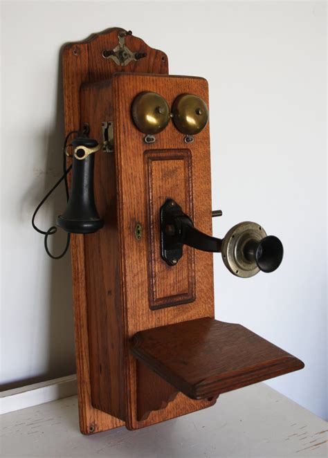 antique telephone oak crank wall phone  stromberg carlson etsy
