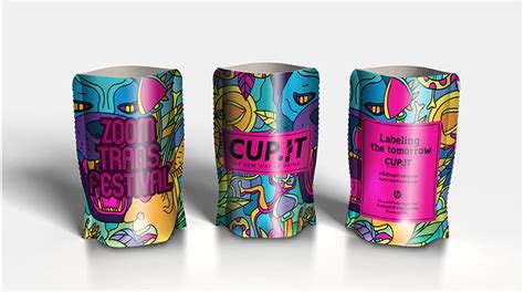 cup  introduces label  pouch cup application labels labeling