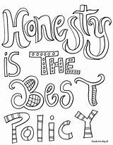 Coloring Honesty Pages Printable Quotes Honest Worksheets Kids Quote Doodle Benjamin Franklin Education Year Sheets Color Truth Alley Adult Drawing sketch template