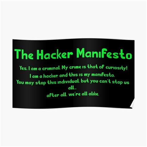 hacker manifesto poster  sale  artifx redbubble