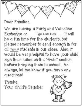 editable valentines day party letter  families parents freebie