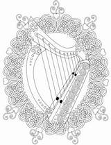 Colouring Harp St Patrick sketch template