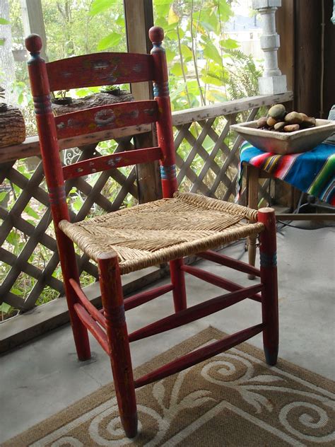 antique folk art hand carved red mexican chair come