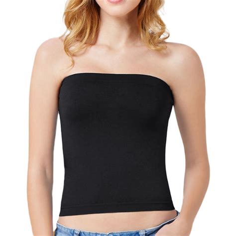 sexy women strapless boob tube top bandeau bra cover solid soft modal