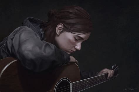 the last of us part ii ellie guitar giclee print etsy