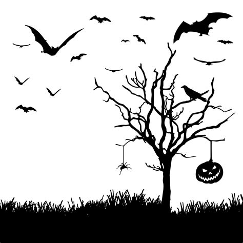 Onlinelabels Clip Art Halloween Scene Silhouette