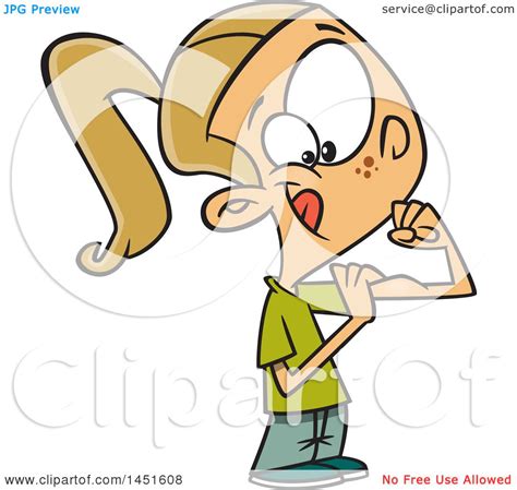 Clipart Graphic Of A Cartoon Blond White Girl Flexing Her