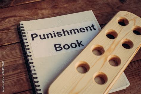 Corporal Punishment Book Vintage School Rules Concept Wooden Paddle