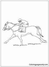 Horse Pages Galloping Race Coloring Color Online sketch template
