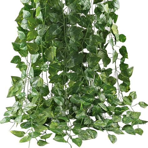 gtidea fake vines  pack  feet artificial hanging plants silk green leaf garlands home