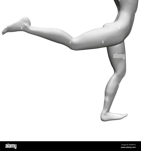 Realistic Model Of A Girl With A Leg Held High 3d Vector Illustration